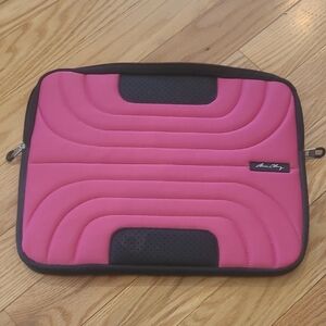 Aaron Chang Pink Quilted Tablet Sleeve with Black Trim